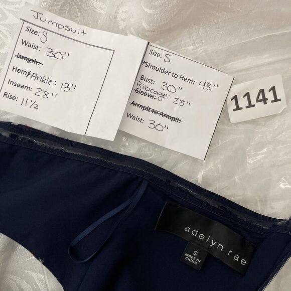 Adelyn Rae Navy and White Checkered Jumpsuit - Picture 7 of 8